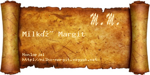 Milkó Margit névjegykártya
